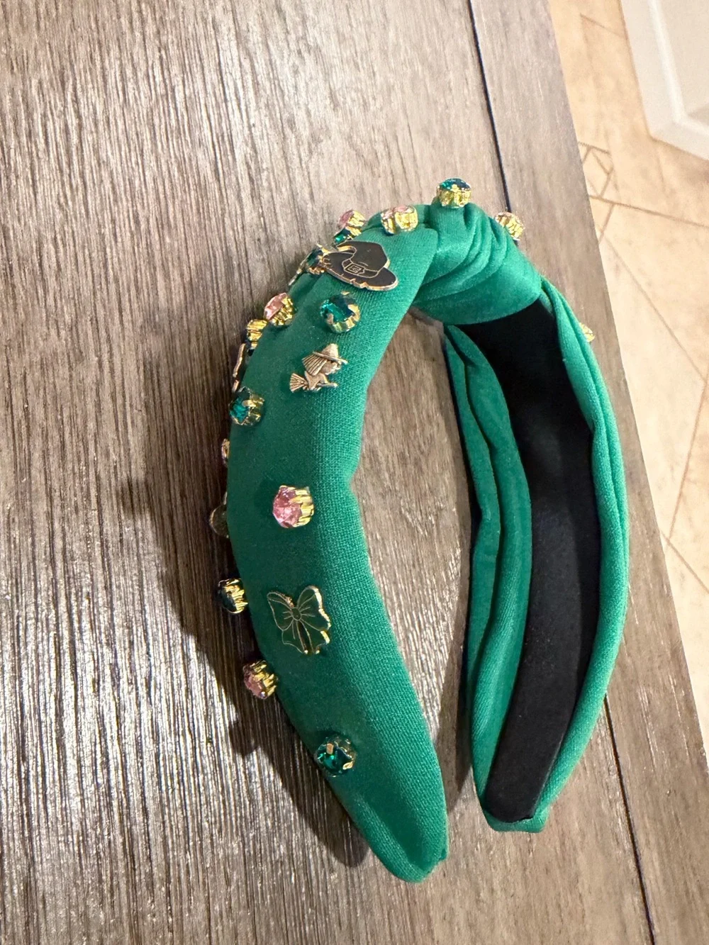 Wicked Inspired Emerald Green Rhinestone Knotted Headband Elphaba Witch